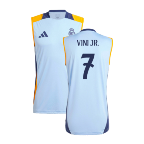 2024-2025 Real Madrid Sleeveless Jersey (Glow Blue) (Vini Jr. 7)