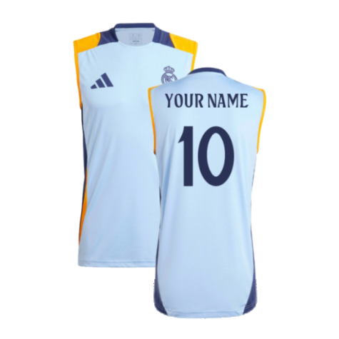 2024-2025 Real Madrid Sleeveless Jersey (Glow Blue) (Your Name)