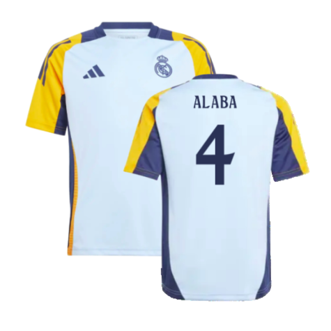 2024-2025 Real Madrid Training Shirt (Glow Blue) - Kids (Alaba 4)