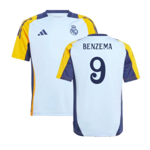 2024-2025 Real Madrid Training Shirt (Glow Blue) - Kids (Benzema 9)