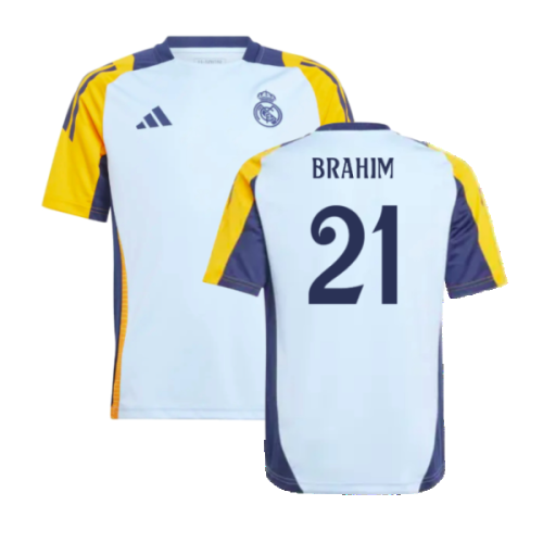 2024-2025 Real Madrid Training Shirt (Glow Blue) - Kids (Brahim 21)