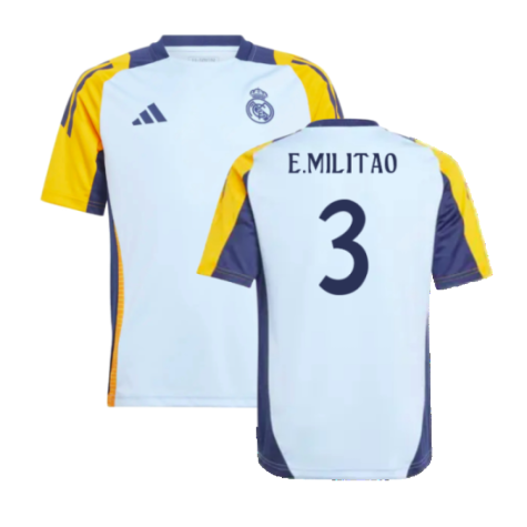 2024-2025 Real Madrid Training Shirt (Glow Blue) - Kids (E.Militao 3)