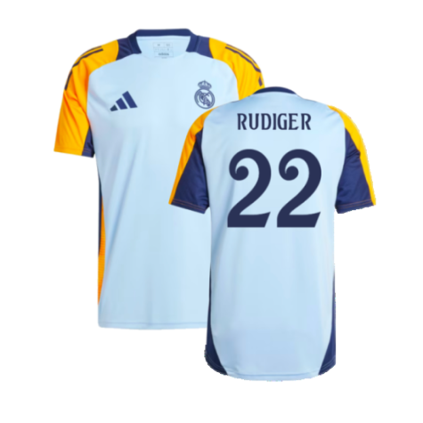 2024-2025 Real Madrid Training Shirt (Glow Blue) (Rudiger 22)