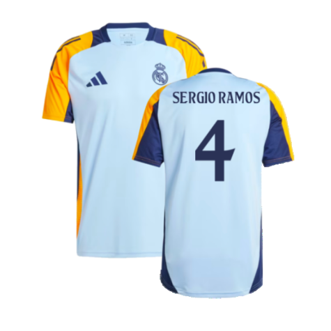 2024-2025 Real Madrid Training Shirt (Glow Blue) (Sergio Ramos 4)