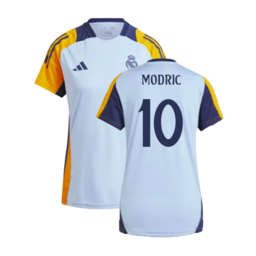 2024-2025 Real Madrid Training Shirt (Glow Blue) - Womens (Modric 10)