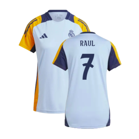 2024-2025 Real Madrid Training Shirt (Glow Blue) - Womens (Raul 7)