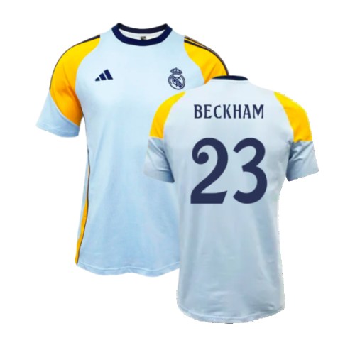 2024-2025 Real Madrid Training Tee (Glow Blue) (Beckham 23)