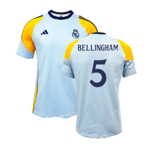 2024-2025 Real Madrid Training Tee (Glow Blue) (Bellingham 5)