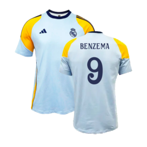 2024-2025 Real Madrid Training Tee (Glow Blue) (Benzema 9)