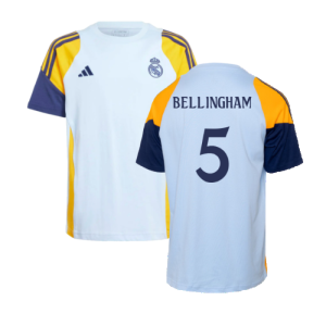 2024-2025 Real Madrid Training Tee (Glow Blue) - Kids (Bellingham 5)