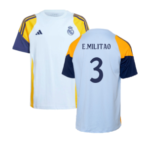 2024-2025 Real Madrid Training Tee (Glow Blue) - Kids (E.Militao 3)