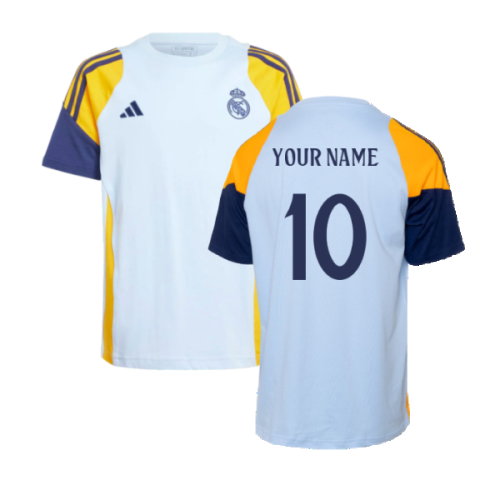 2024-2025 Real Madrid Training Tee (Glow Blue) - Kids (Your Name)