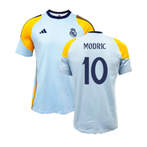 2024-2025 Real Madrid Training Tee (Glow Blue) (Modric 10)