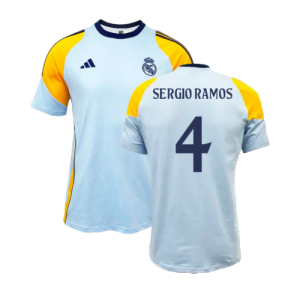 2024-2025 Real Madrid Training Tee (Glow Blue) (Sergio Ramos 4)