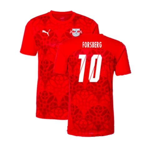 2024-2025 Red Bull Leipzig Pre-Match Shirt (Red) (Forsberg 10)