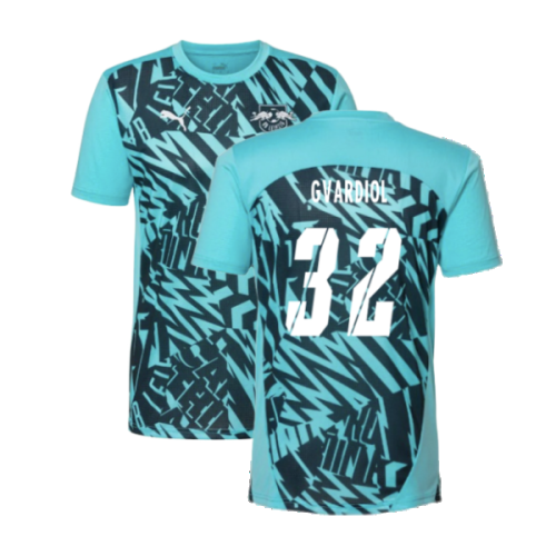 2024-2025 Red Bull Leipzig Pre-Match SS Shirt (Aqua) (Gvardiol 32)