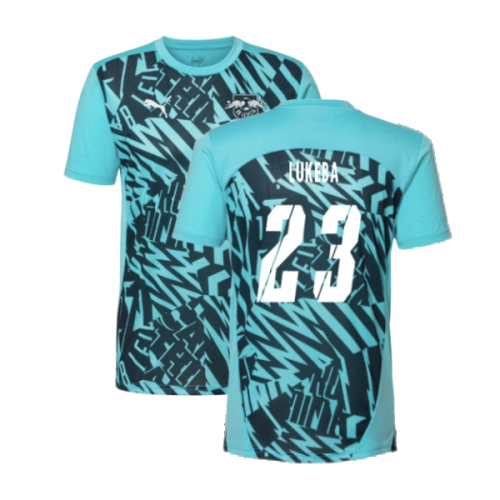 2024-2025 Red Bull Leipzig Pre-Match SS Shirt (Aqua) (Lukeba 23)