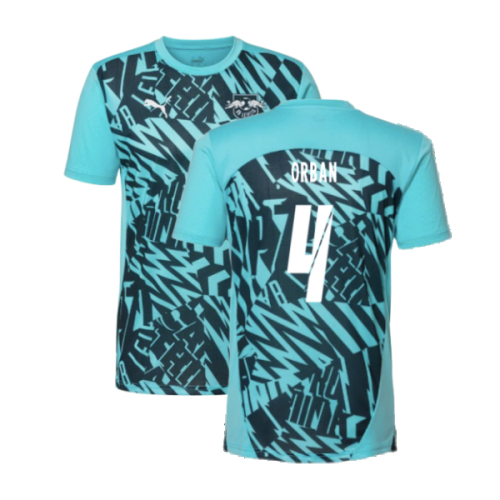 2024-2025 Red Bull Leipzig Pre-Match SS Shirt (Aqua) (Orban 4)