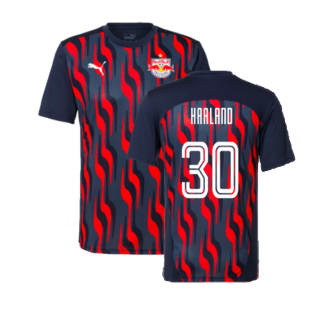 2024-2025 Red Bull Salzburg Pre-Match Shirt (Navy) (Haaland 30)