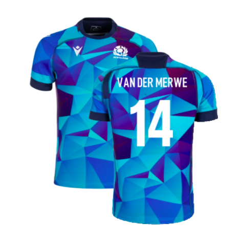 2024-2025 Scotland Rugby Training Jersey (Blue) - Kids (Van Der Merwe 14)