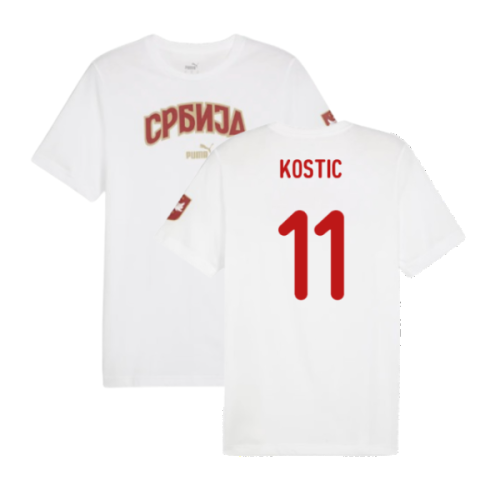 2024-2025 Serbia FtblIcons Tee (White) (Kostic 11)