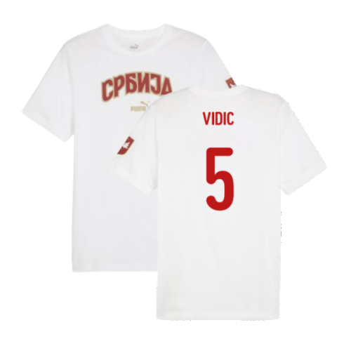 2024-2025 Serbia FtblIcons Tee (White) (Vidic 5)