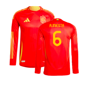 2024-2025 Spain Authentic Long Sleeve Home Shirt (A.Iniesta 6)