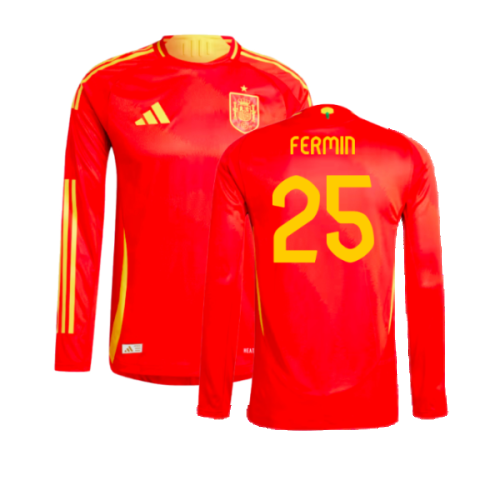 2024-2025 Spain Authentic Long Sleeve Home Shirt (Fermin 25)