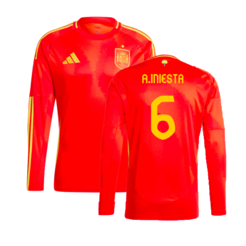 2024-2025 Spain Long Sleeve Home Shirt (A.Iniesta 6)