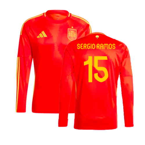 2024-2025 Spain Long Sleeve Home Shirt (Sergio Ramos 15)