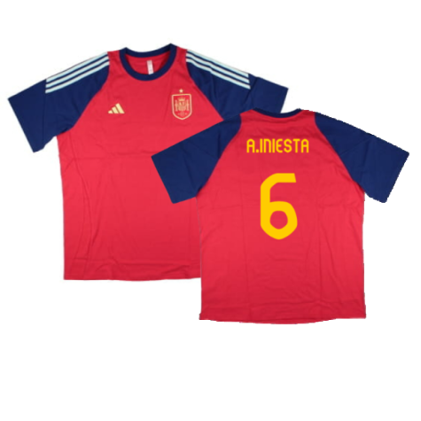 2024-2025 Spain Training Tee (Red) (A.Iniesta 6)