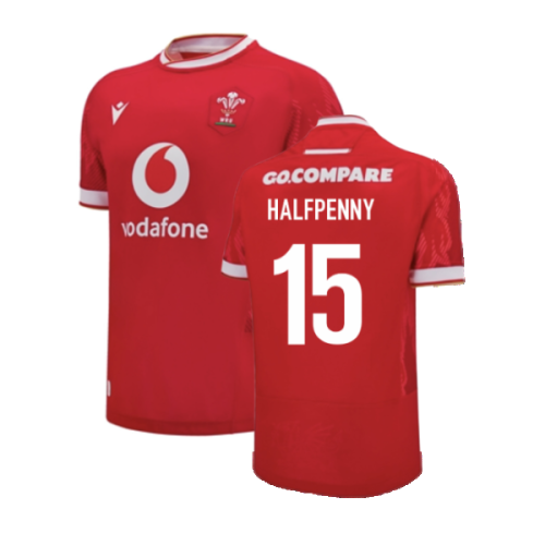 2024-2025 Wales Home Poly Rugby Shirt (Kids) (Halfpenny 15)