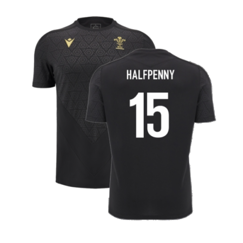 2024-2025 Wales Rugby Poly Training Shirt (Black) (Halfpenny 15)