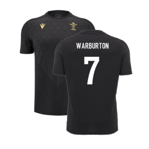 2024-2025 Wales Rugby Poly Training Shirt (Black) (Warburton 7)