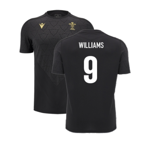 2024-2025 Wales Rugby Poly Training Shirt (Black) (Williams 9)