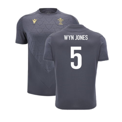 2024-2025 Wales Rugby Training Poly Shirt (Anthracite) (Wyn Jones 5)