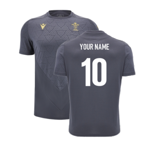 2024-2025 Wales Rugby Training Poly Shirt (Anthracite) (Your Name)