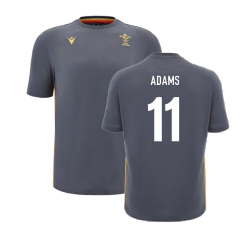 2024-2025 Wales Rugby Travel Cotton T-Shirt (Anthracite) (Adams 11)