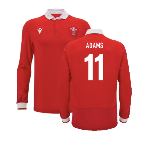 2024-2025 Wales WRU Home LS Cotton Rugby Shirt (Adams 11)