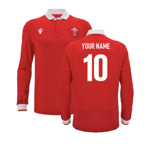 2024-2025 Wales WRU Home LS Cotton Rugby Shirt (Your Name)