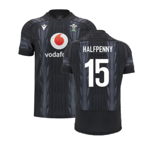 2024-2025 Wales WRU Rugby Training Jersey (Black) (Halfpenny 15)