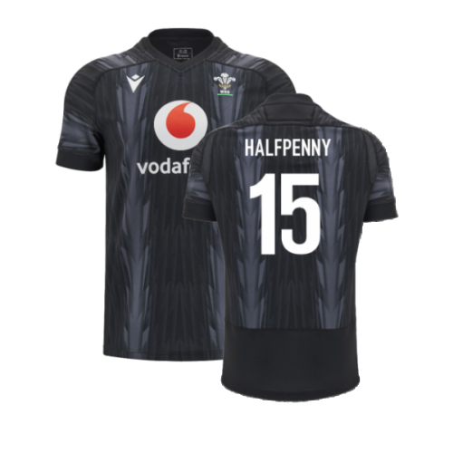 2024-2025 Wales WRU Rugby Training Jersey (Black) - Kids (Halfpenny 15)