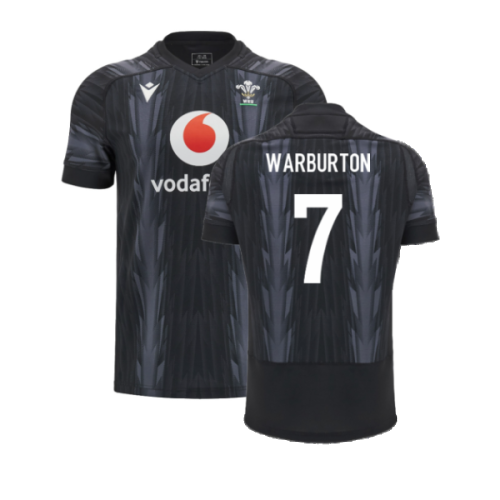 2024-2025 Wales WRU Rugby Training Jersey (Black) - Kids (Warburton 7)