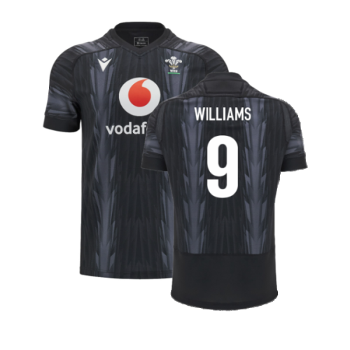 2024-2025 Wales WRU Rugby Training Jersey (Black) - Kids (Williams 9)