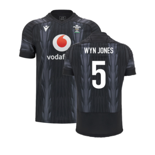 2024-2025 Wales WRU Rugby Training Jersey (Black) - Kids (Wyn Jones 5)