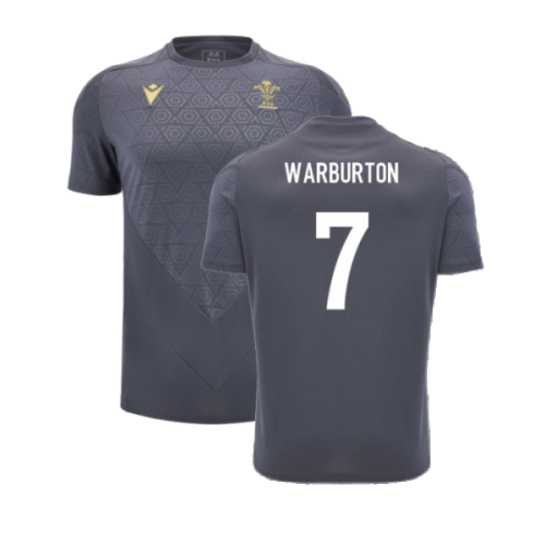 2024-2025 Wales WRU Rugby Training Poly Shirt (Anthracite) - Kids (Warburton 7)