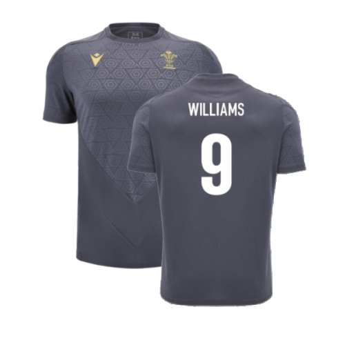 2024-2025 Wales WRU Rugby Training Poly Shirt (Anthracite) - Kids (Williams 9)