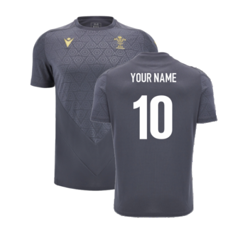 2024-2025 Wales WRU Rugby Training Poly Shirt (Anthracite) - Kids (Your Name)