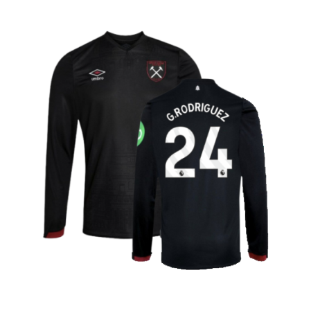 2024-2025 West Ham Long Sleeve Away Shirt (Kids) (G.Rodriguez 24)