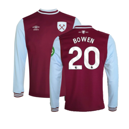 2024-2025 West Ham Long Sleeve Home Shirt (Kids) (Bowen 20)